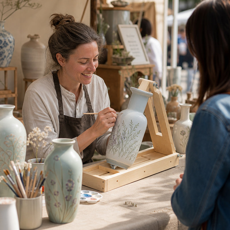 Adjustable Vase Painting Stand | 360° Rotating Support for Ceramic & Glass Art