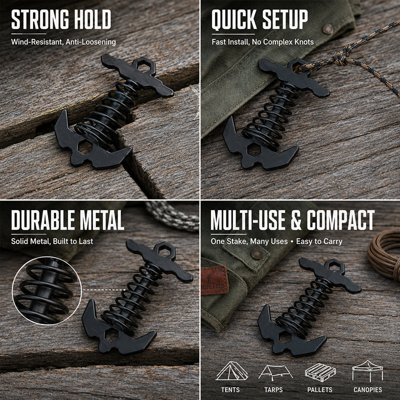Heavy-Duty Ground Anchor Stakes | Camping Tent & Tarp Pegs