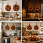 Autumn Maple Leaf Kitchen Cabinet Wreaths with Ribbon