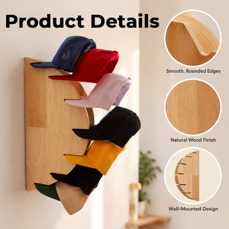 Wooden Baseball Cap Wall Holde
