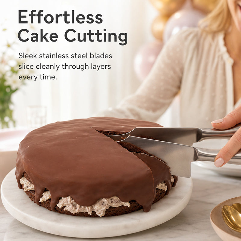 Premium Stainless Steel Cake Knife & Server Set - Perfect for Parties & Events