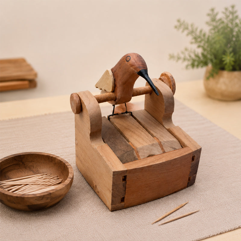 🕊️ Wooden Bird Toothpick Holder for a Playful Table Moment