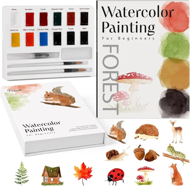 ✍️Beginner Watercolor Paint Set🎨Watercolor Animal Workbook