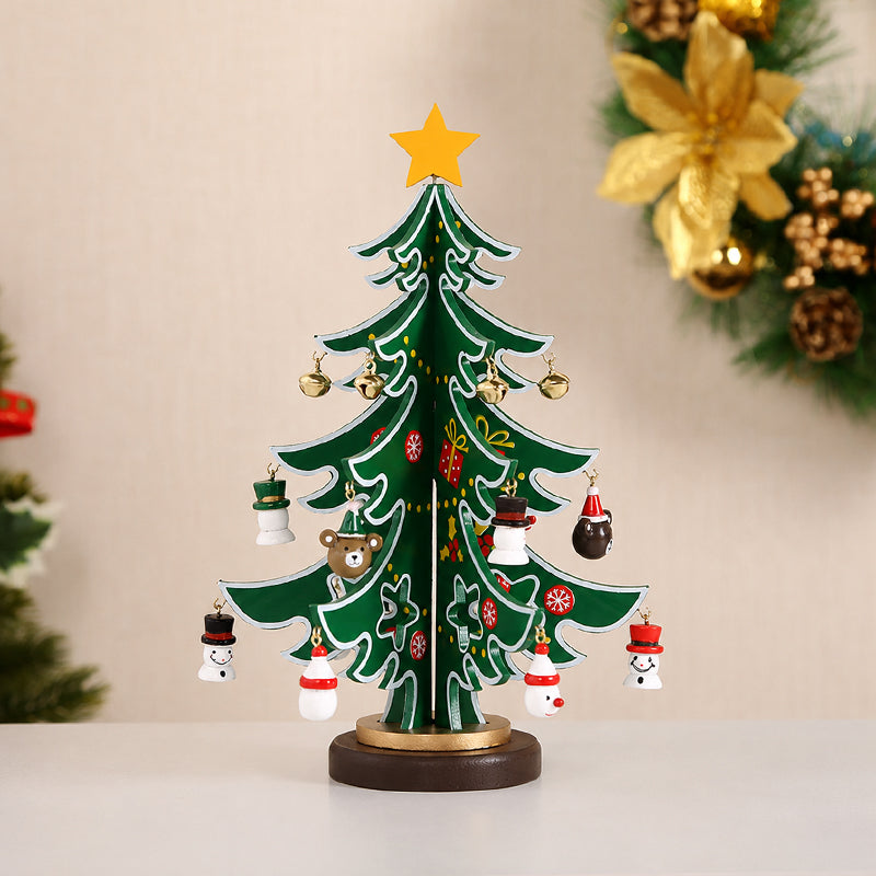 24-Day Wooden Christmas Tree Advent Calendar with Ornaments