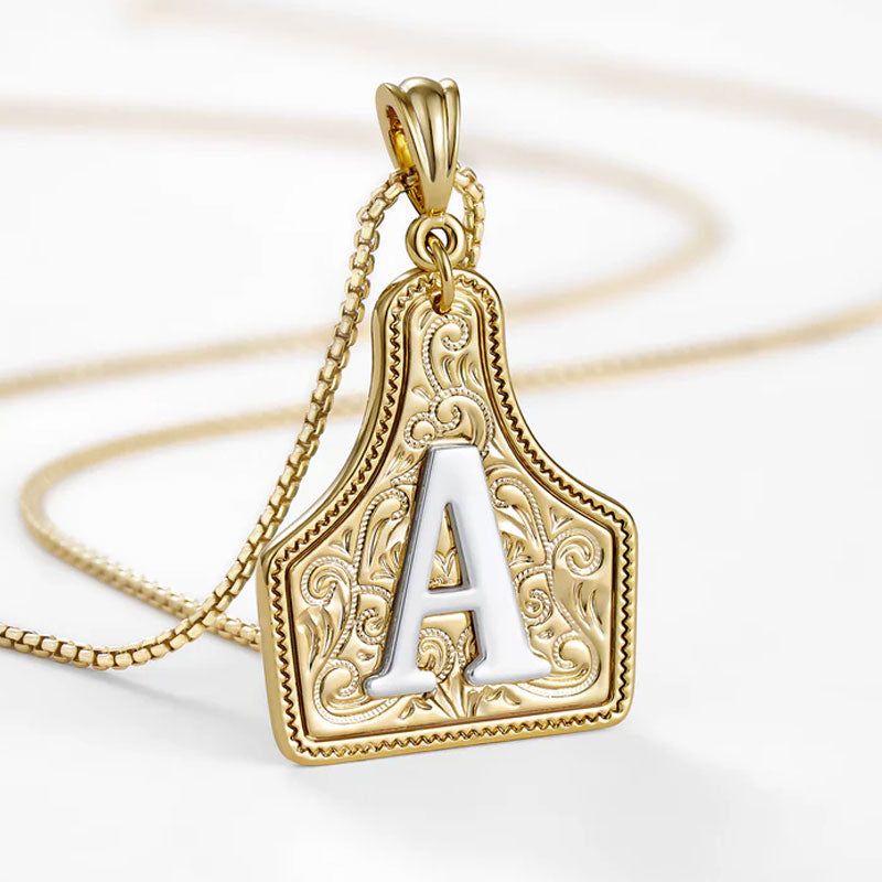 🤠 Letter Pendant CowTag Initial Necklace