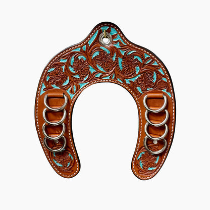 Handcrafted Leather Horseshoe Wild Rag Holder | Western Scarf & Bandana Organizer
