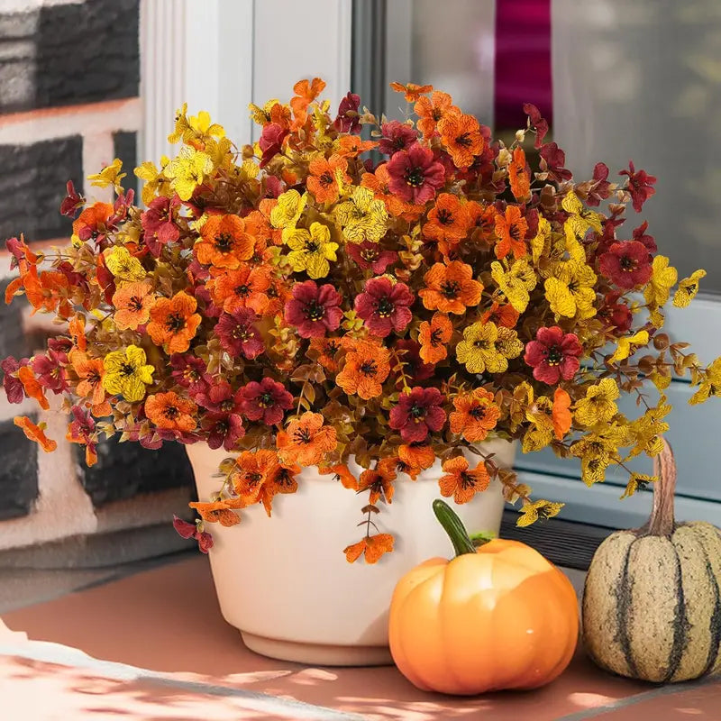 Autumn Eucalyptus & Violet Artificial Flowers for Home Decor