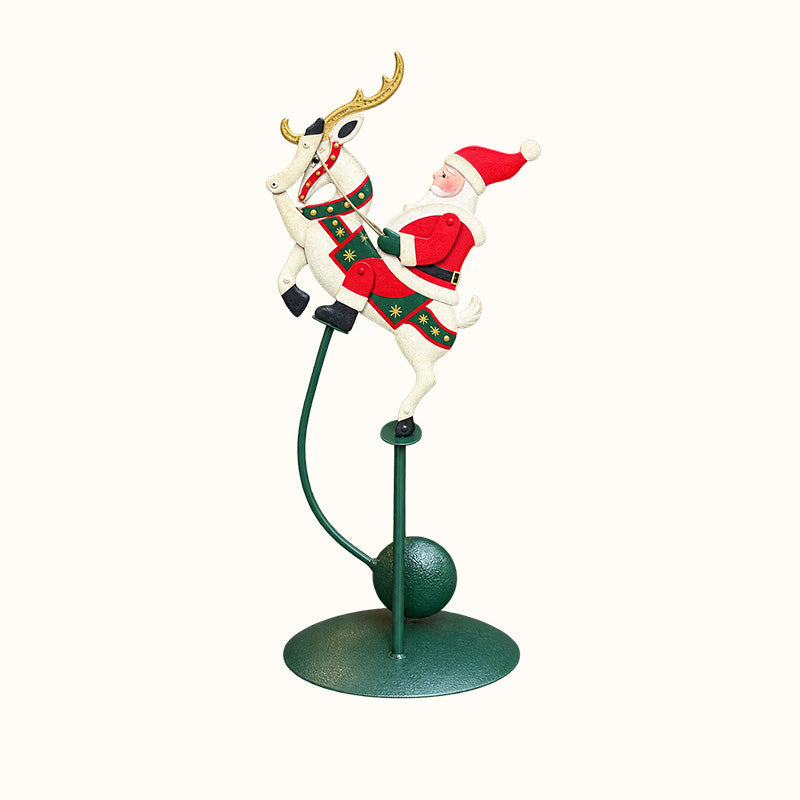Wobbly Santa on Reindeer Christmas Figurine