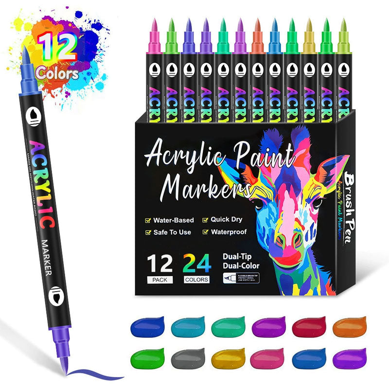 Dual Tip Acrylic Paint Pen Marker - 24/48/72/Colors