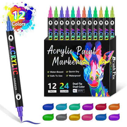 Dual Tip Acrylic Paint Pen Marker - 24/48/72/Colors