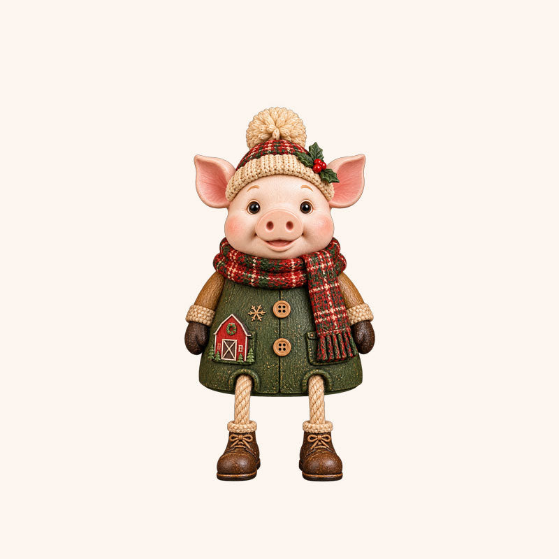 Christmas Cow Figurine — Cozy Holiday Home Decor