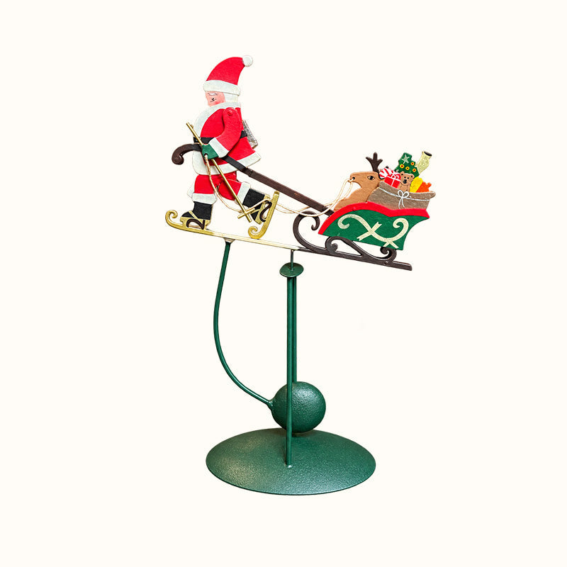 Wobbly Santa on Reindeer Christmas Figurine