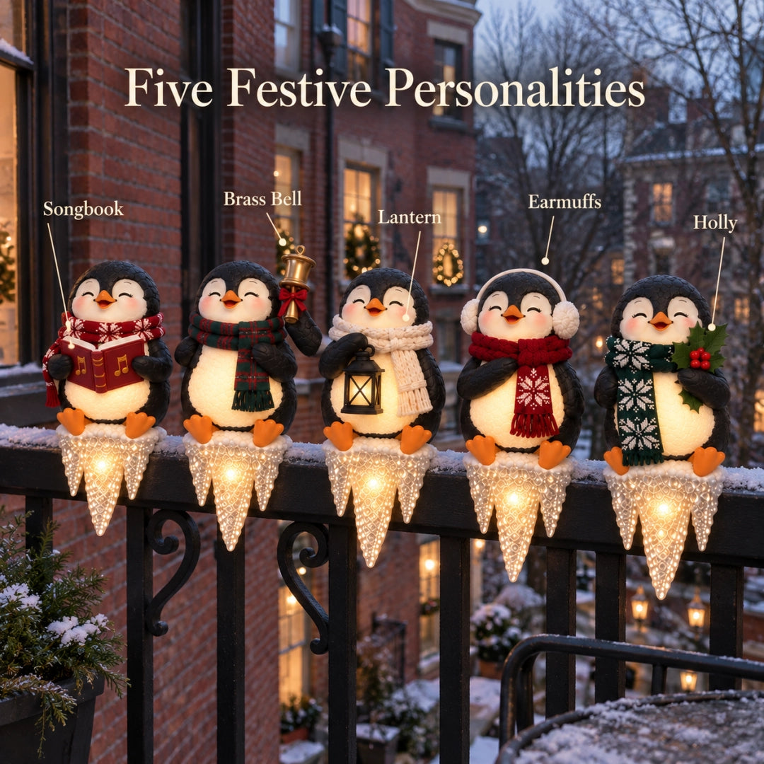 🎄Lighted Penguin Icicle Window Ledge Set