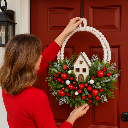 🎄 Holiday Cottage Wreath – Bring Christmas Magic to Your Door ✨