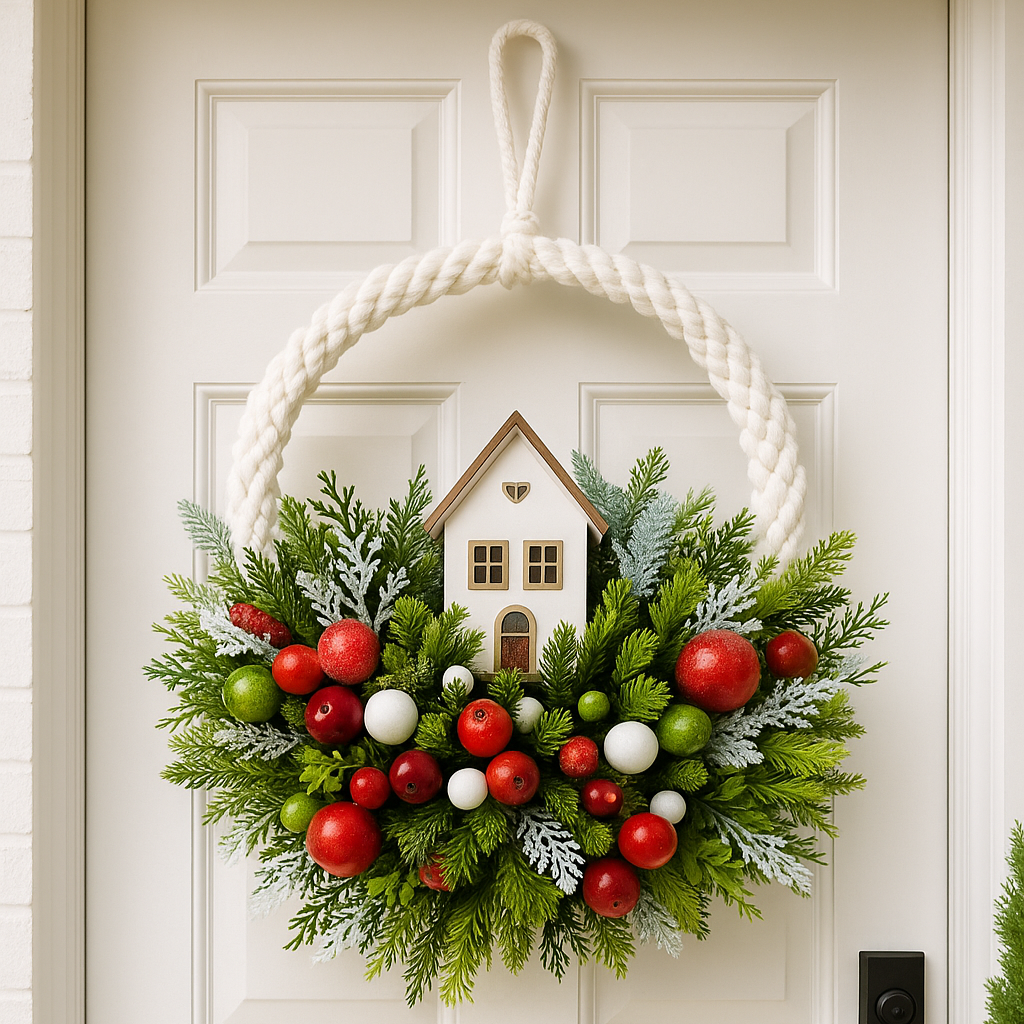 🎄 Holiday Cottage Wreath – Bring Christmas Magic to Your Door ✨