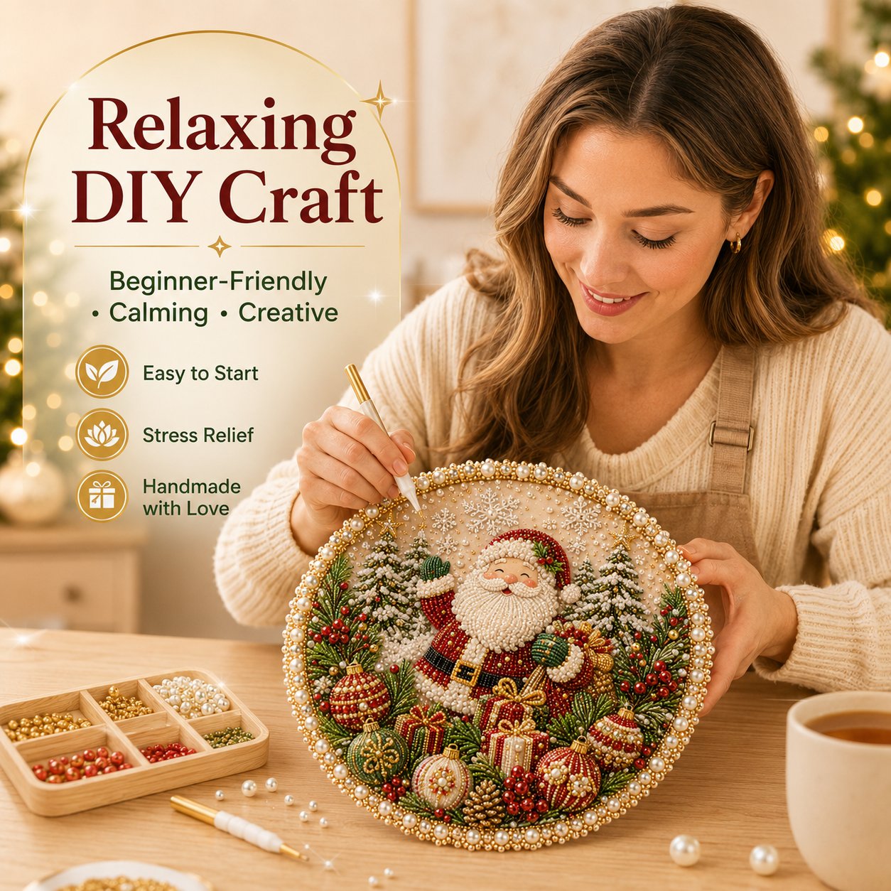 Four Seasons & Holiday Pearl Art Hanging Ornament Kit | DIY Sparkling Seasonal Decor