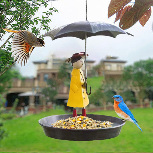 🎁Hanging Umbrella Girl Bird Feeder Garden Decor☂️