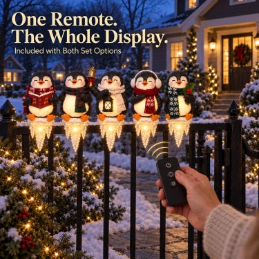 🎄Lighted Penguin Icicle Window Ledge Set